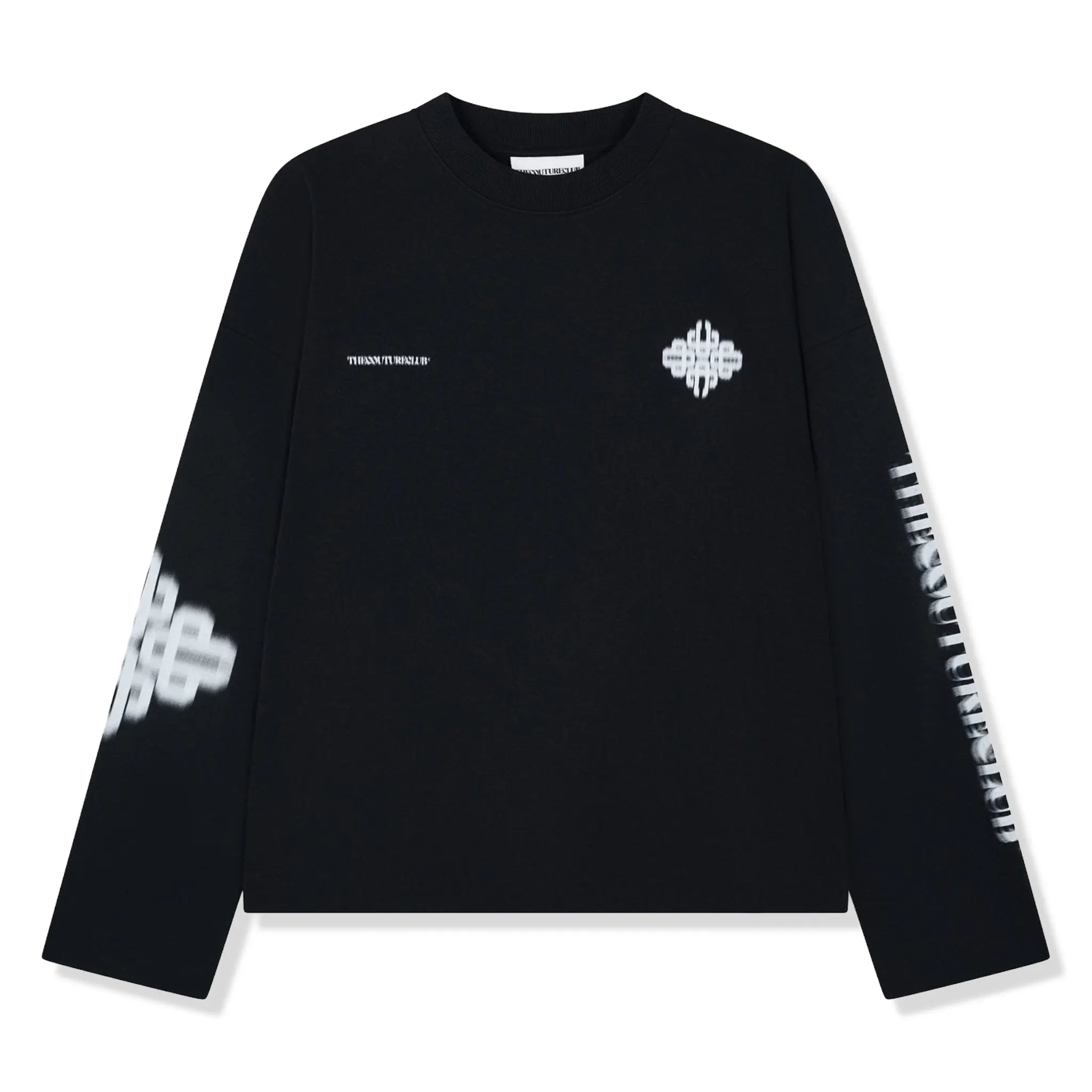 Front View of The Couture Club Motion Blurred L/S Black T-Shirt